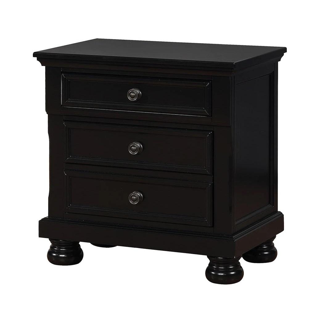 

    
Transitional Black Solid Wood Nightstand Furniture of America CM7590BK-N Castor
