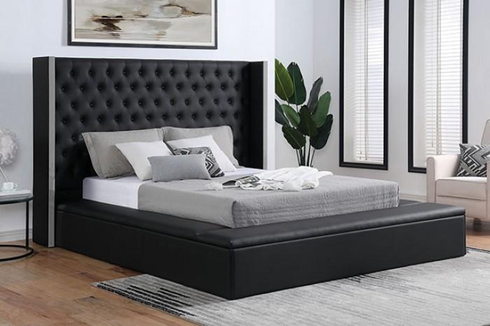 

    
Transitional Black Solid Wood Queen Platform Bed Furniture of America Eudora FOA7223BK-Q
