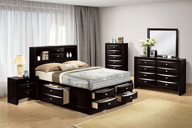 

    
Transitional Black Solid Wood Queen Storage Bedroom Set 6PCS Furniture of America Zosimo FM7210BK-Q-6PCS

