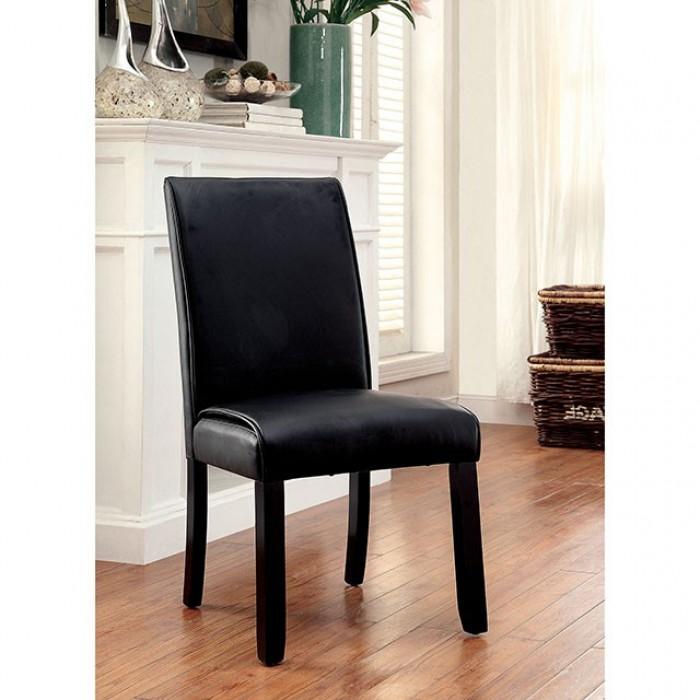 

    
Transitional Black Solid Wood Side Chairs Set 2pcs Furniture of America CM3823BK-SC-2PK Gladstone
