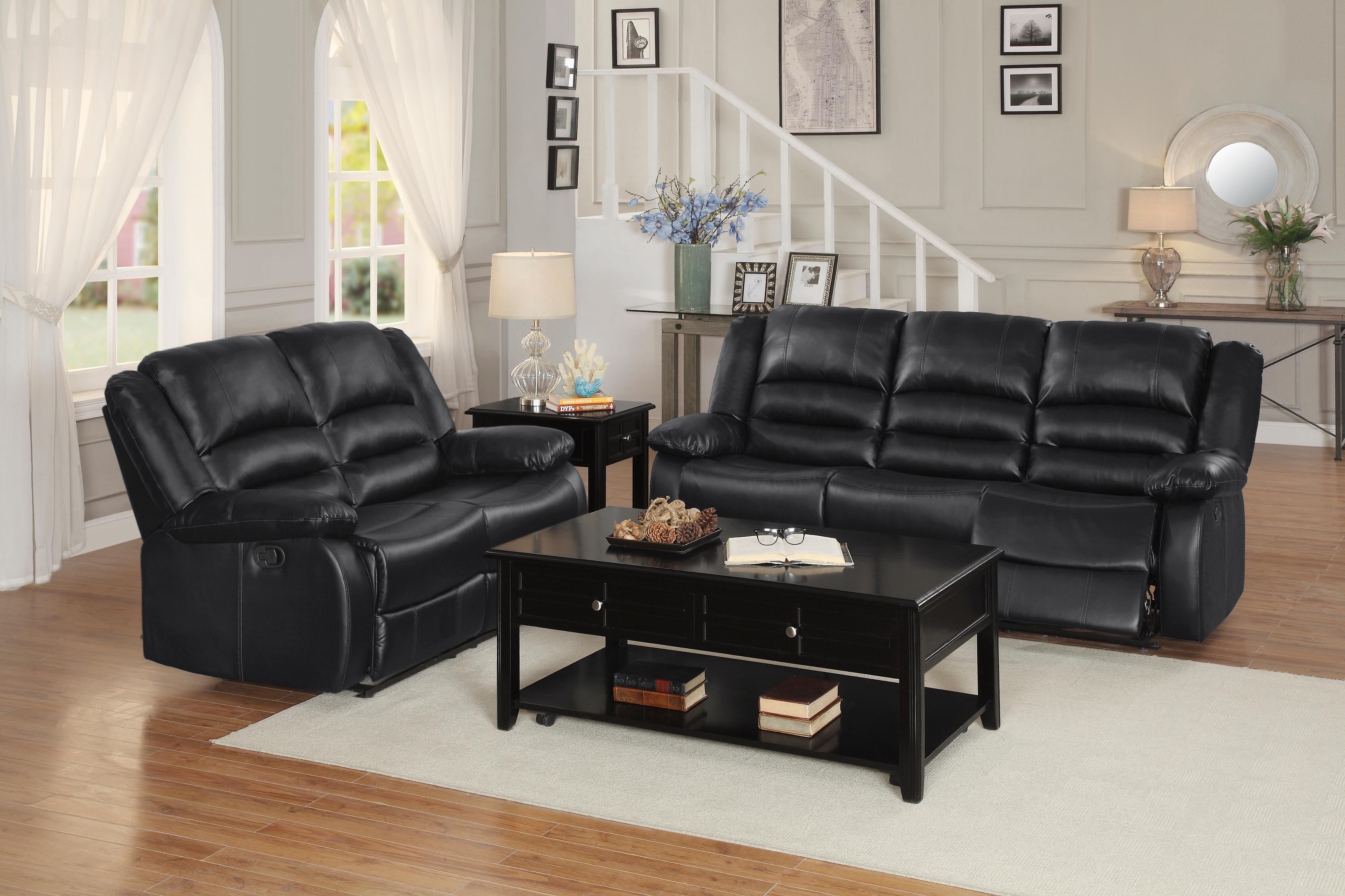 

                    
Buy Transitional Black Solid Wood Reclining Sofa Homelegance Jarita 8329BLK-3-S
