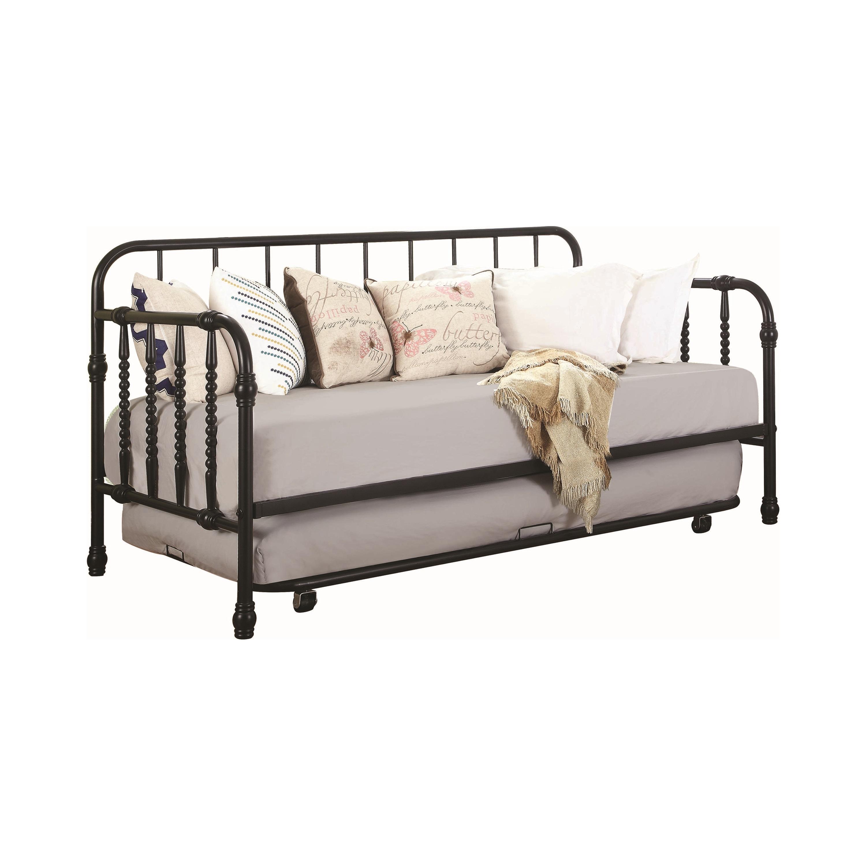 

    
Transitional Black Steel Twin Daybed w/Trundle Coaster 300765
