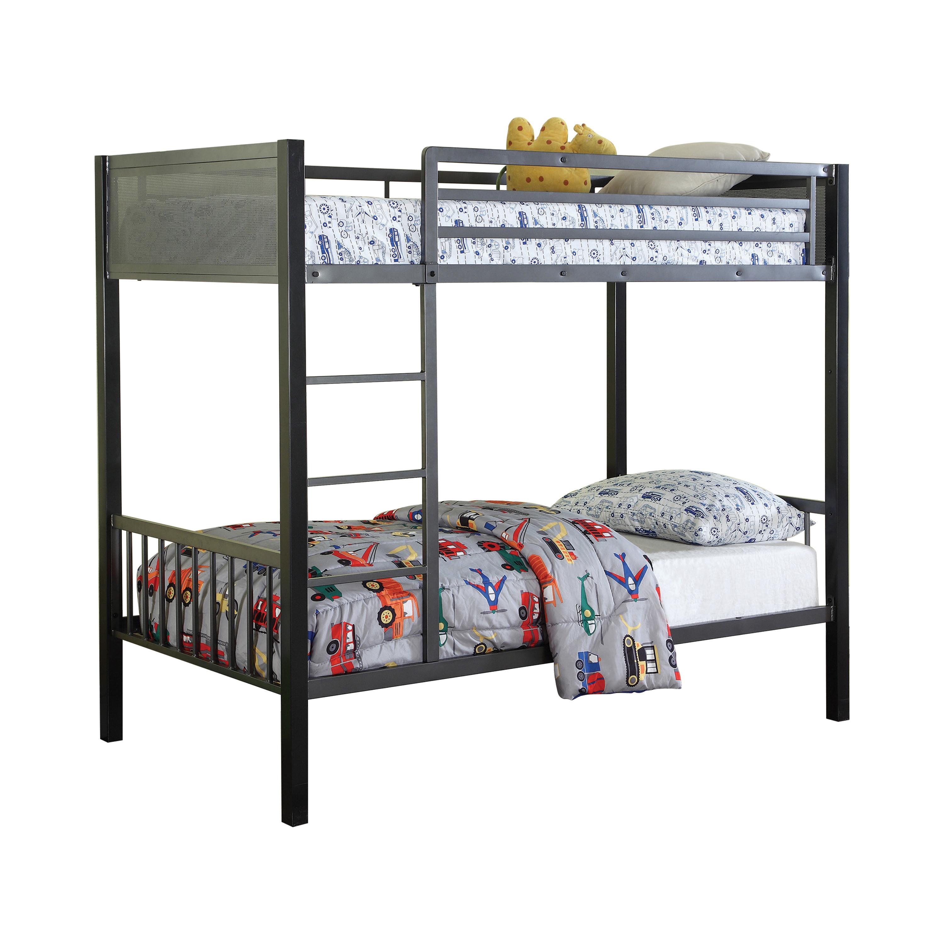 

    
Transitional Black Steel Twin/Twin Bunk Bed Coaster 460390 Meyers
