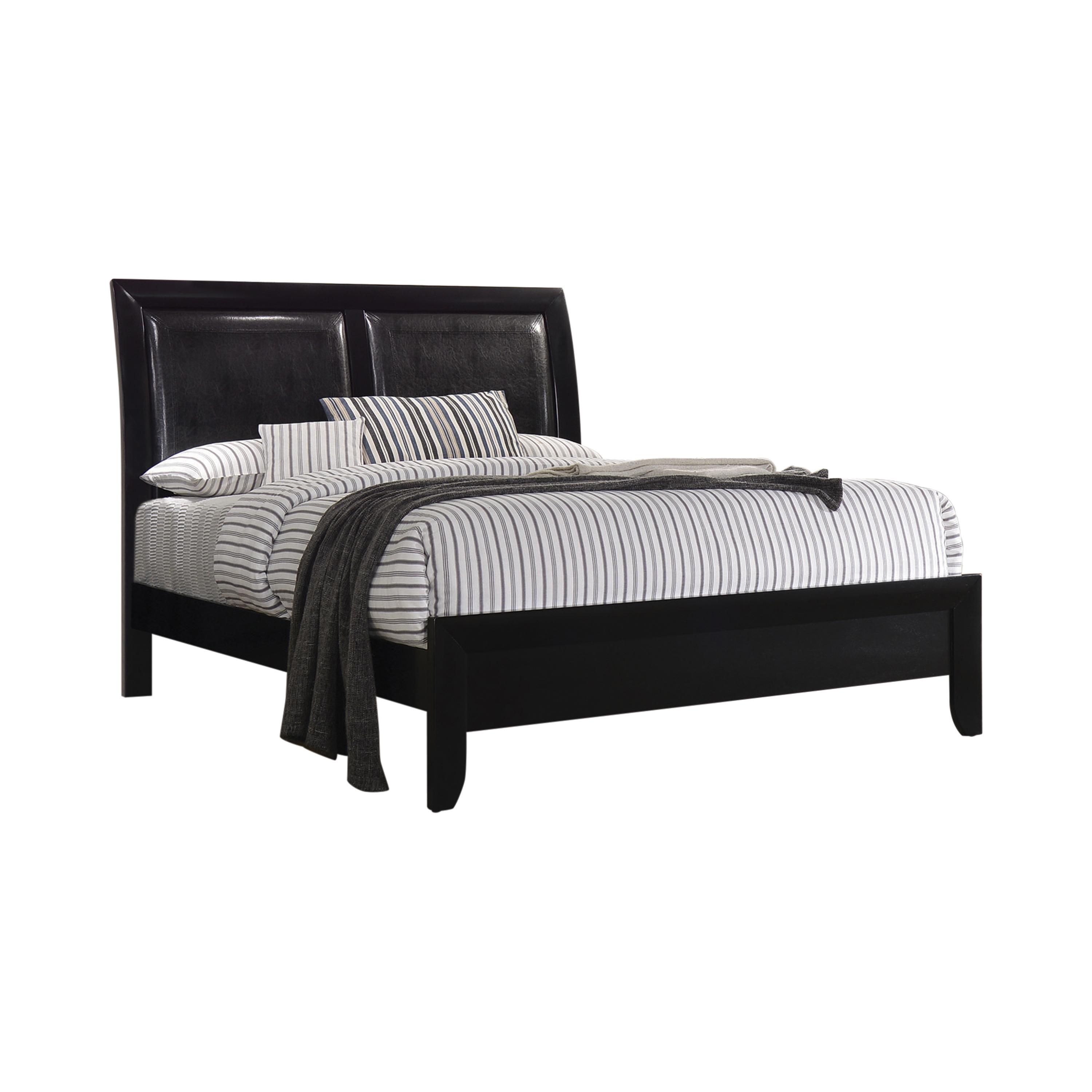 Transitional Bed 200701KW Briana 200701KW in Black Leatherette