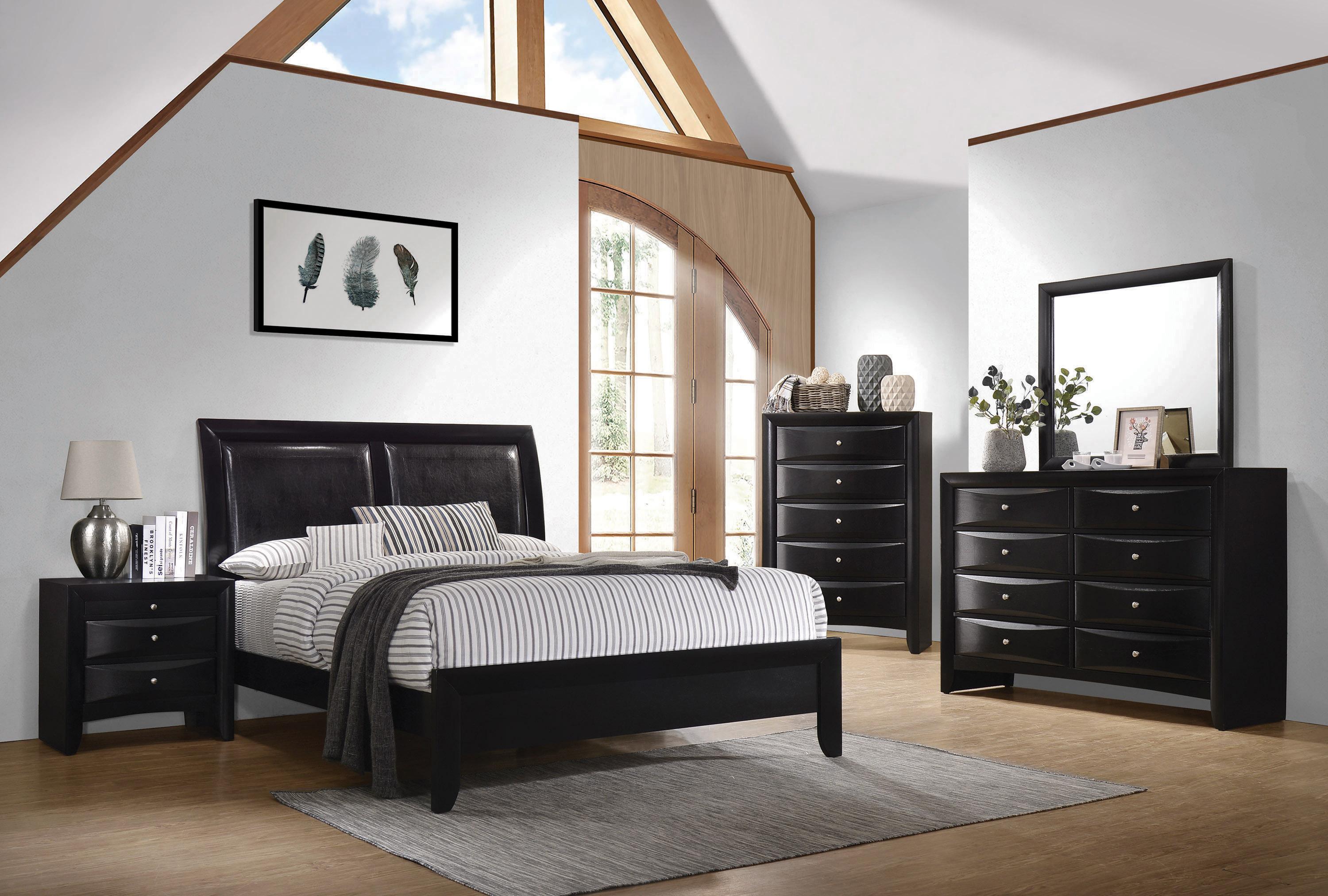 Transitional Bedroom Set 200701KW-3PC Briana 200701KW-3PC in Black Leatherette