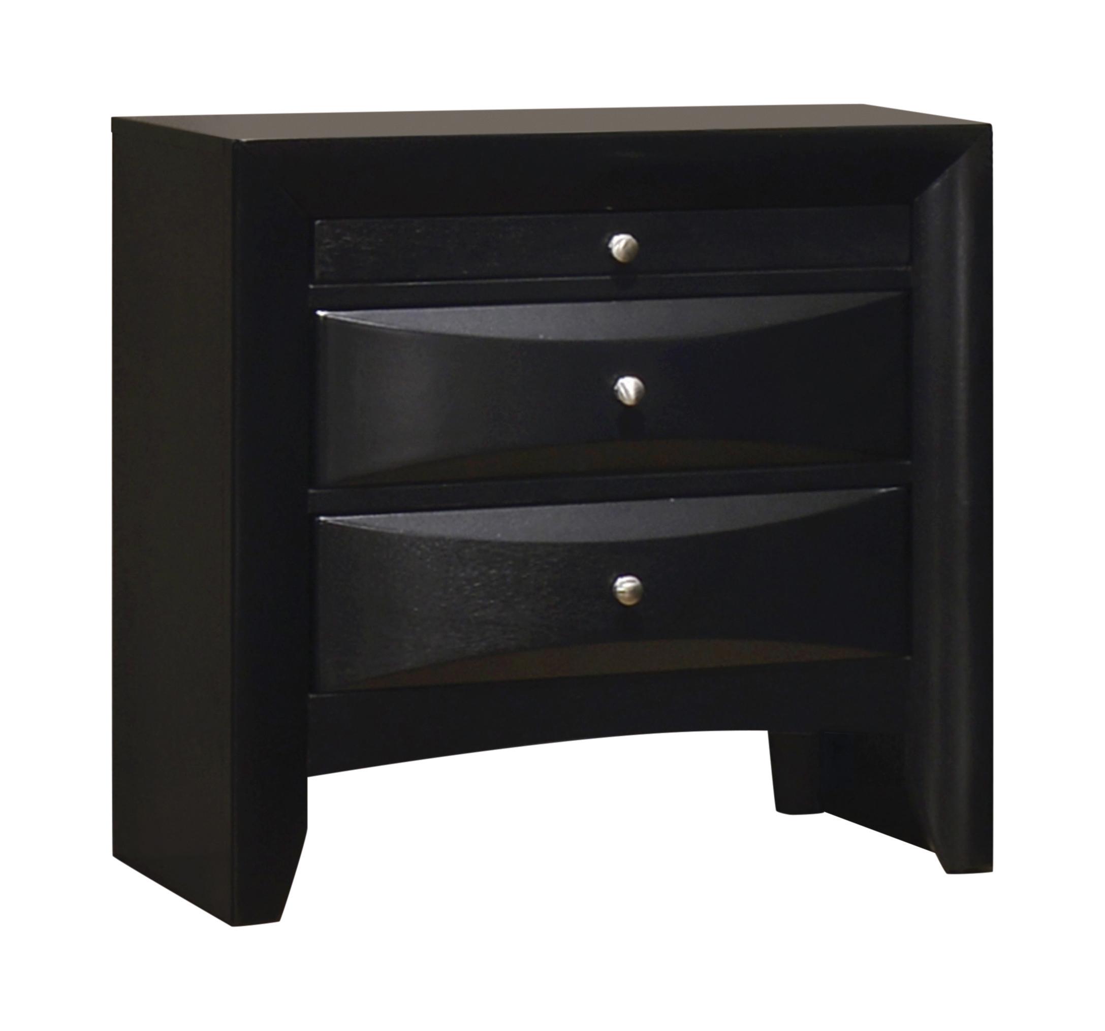 Transitional Nightstand 200702 Briana 200702 in Black 