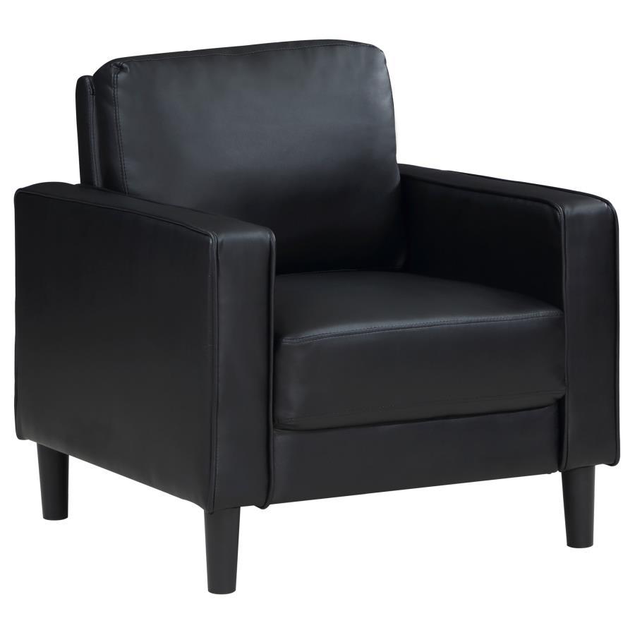 Transitional Accent Chair Ruth Accent Chair 508363-C 508363-C in Black Faux Leather