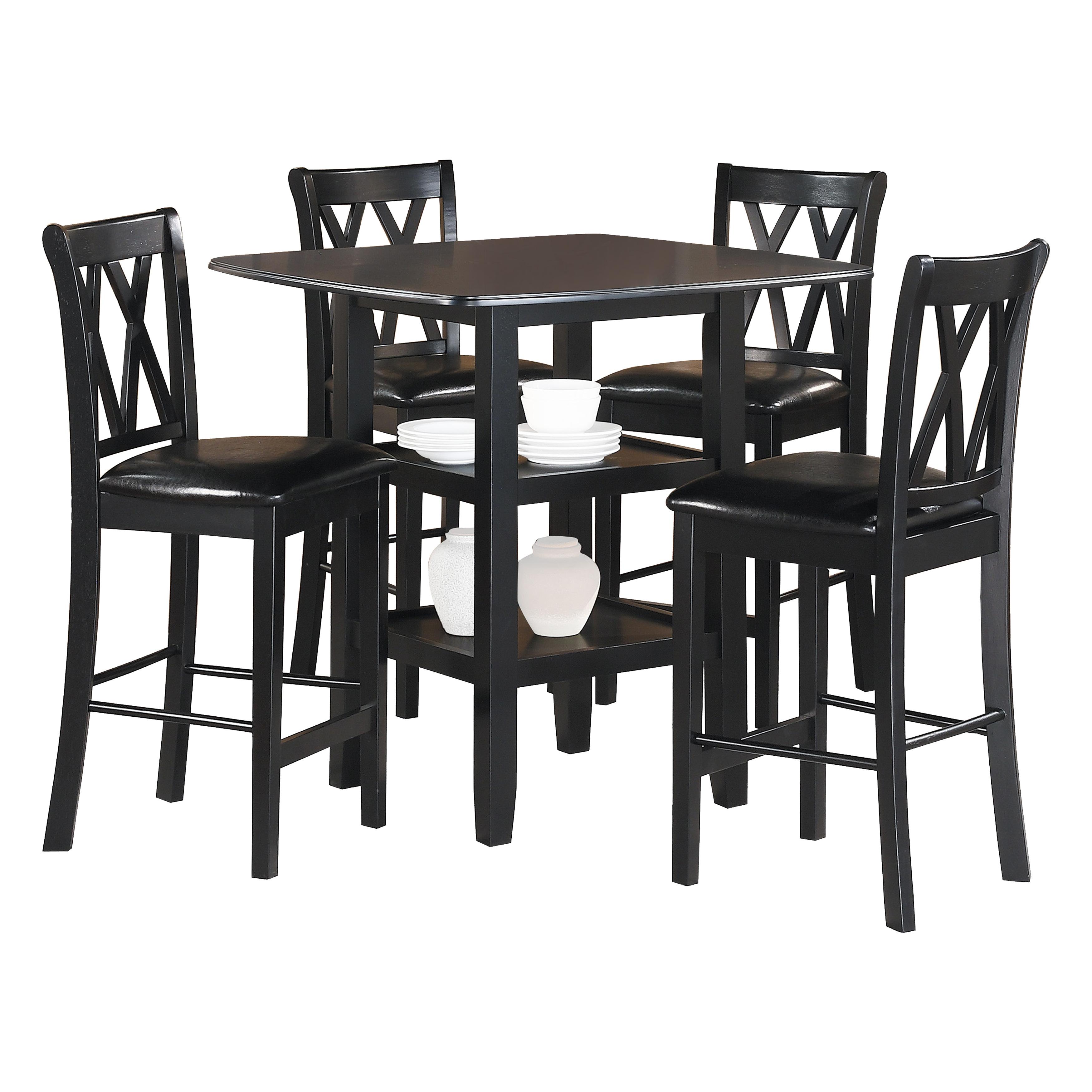 Transitional Counter Height Set 2514BK-36 Norman 2514BK-36 in Black Faux Leather