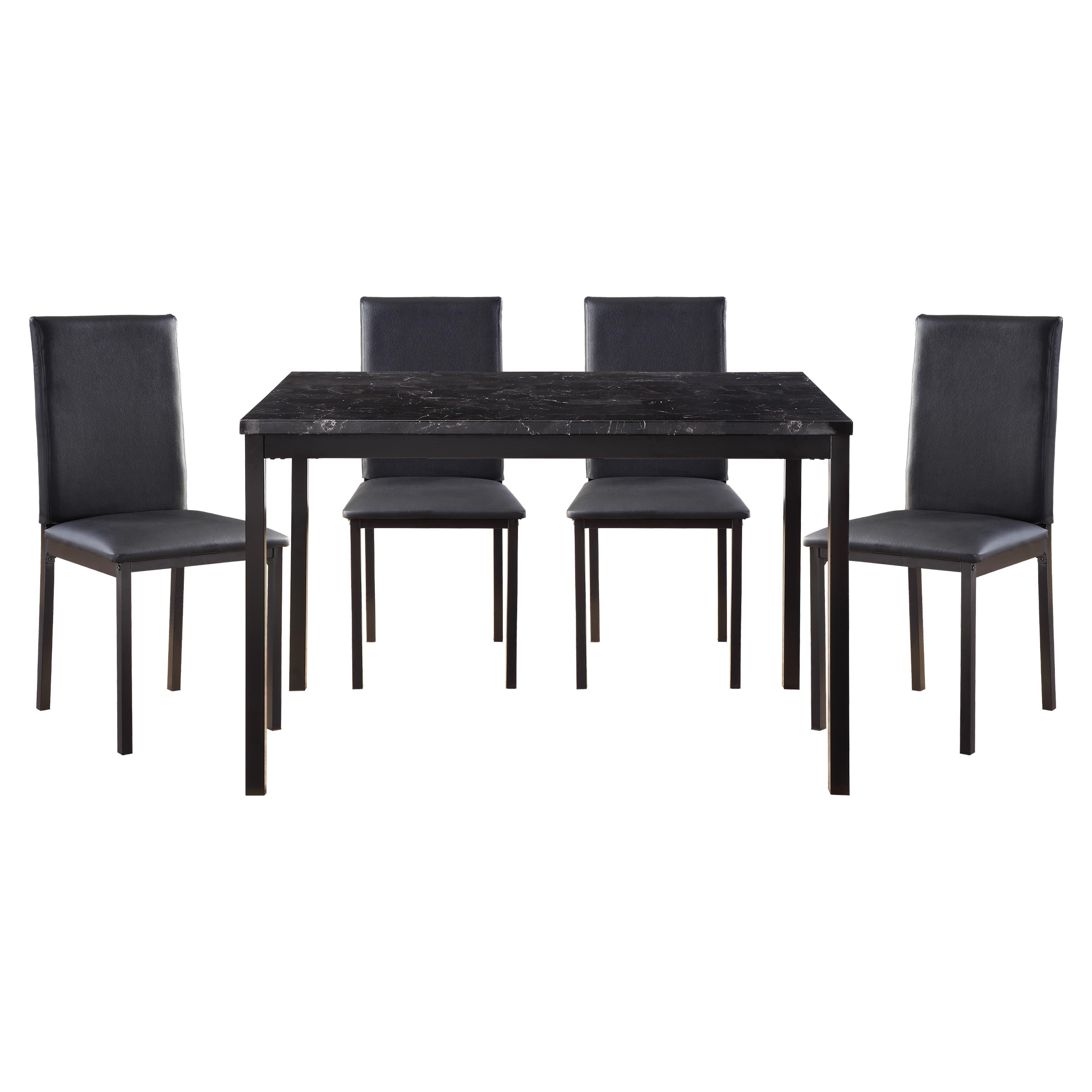 Transitional Dining Room Set 2601BK-48*5PC Tempe 2601BK-48*5PC in Black Faux Leather
