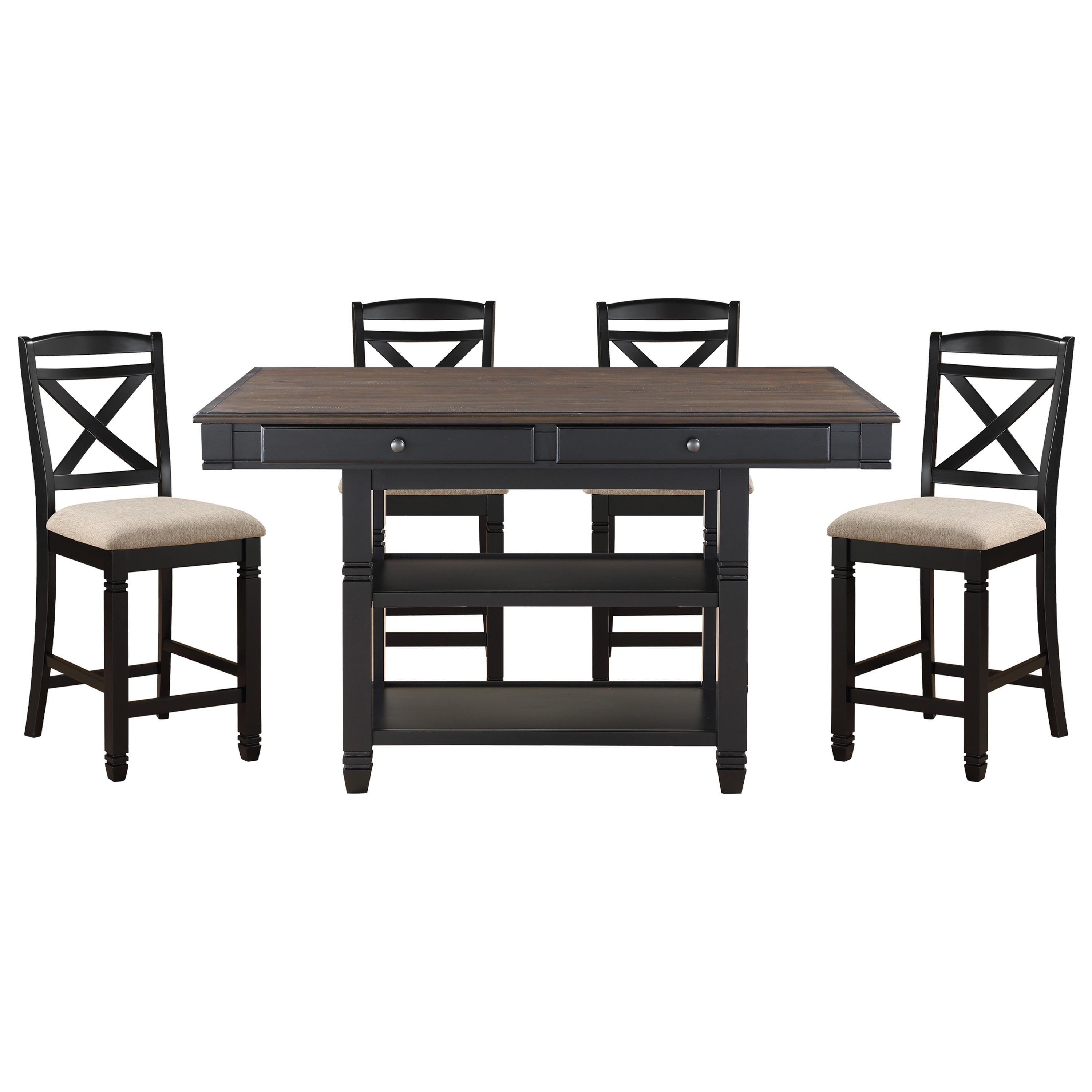 

    
Transitional Black Wood Dining Room Set 5pcs Homelegance 5705BK-36* Baywater
