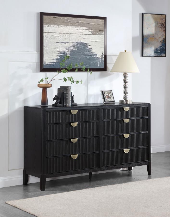 

                    
Buy Transitional Black Wood King Panel Bedroom Set 5PCS Coaster Brookmead 224711KE
