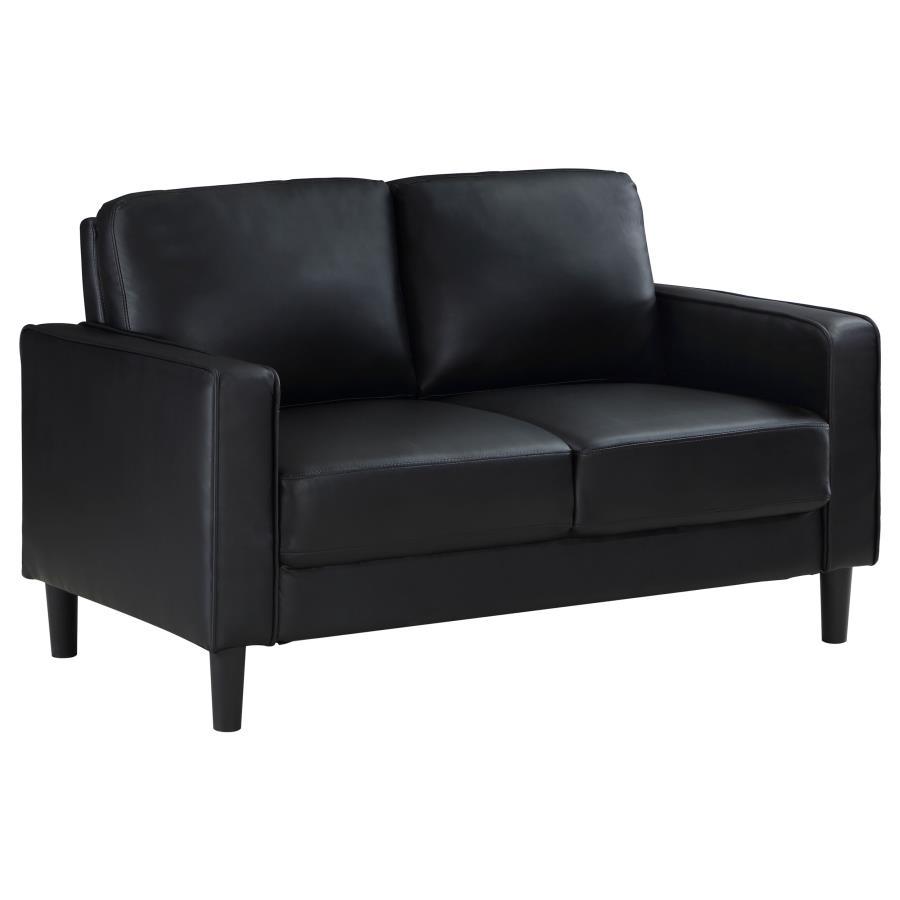 Transitional Loveseat Ruth Loveseat 508362-L 508362-L in Black Faux Leather