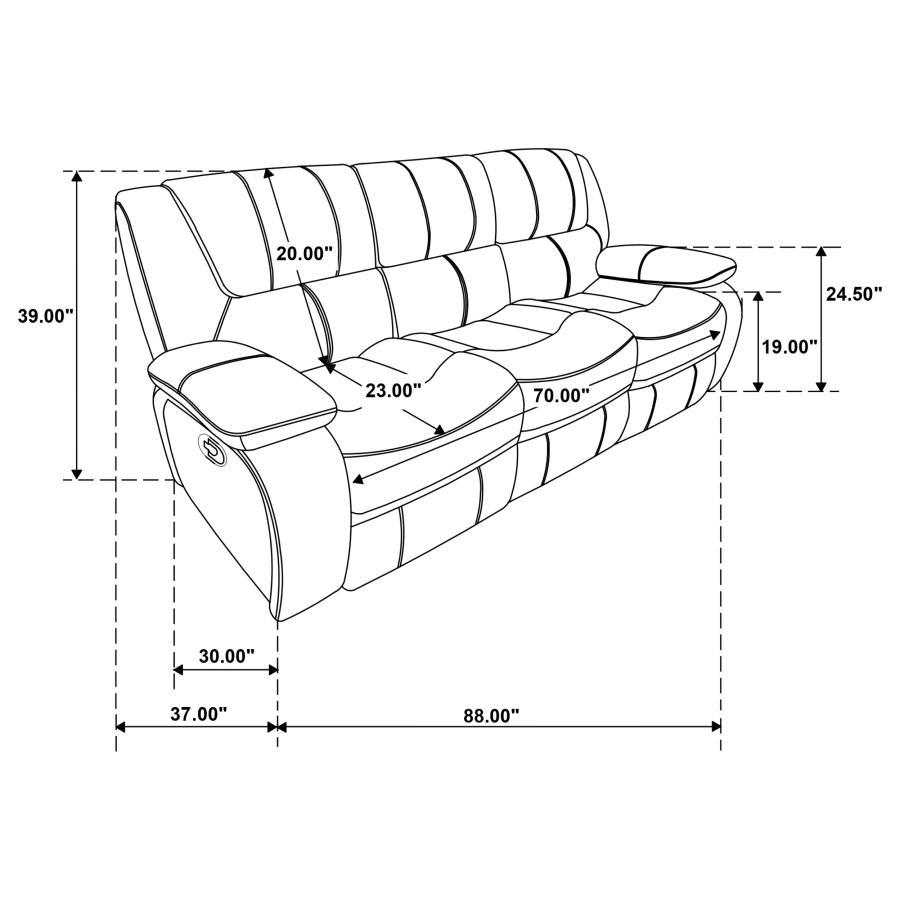 

    
 Shop  Transitional Black Wood Motion Reclining Sofa Coaster Camila 610244
