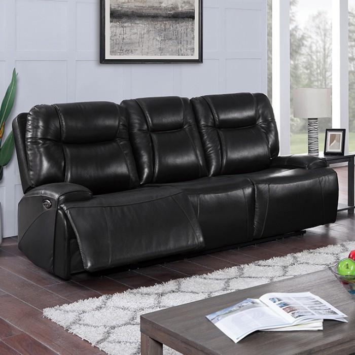 Transitional Power Reclining Sofa Basque Power Reclining Sofa CM6487BK-SF-PM-S CM6487BK-SF-PM-S in Black Leather