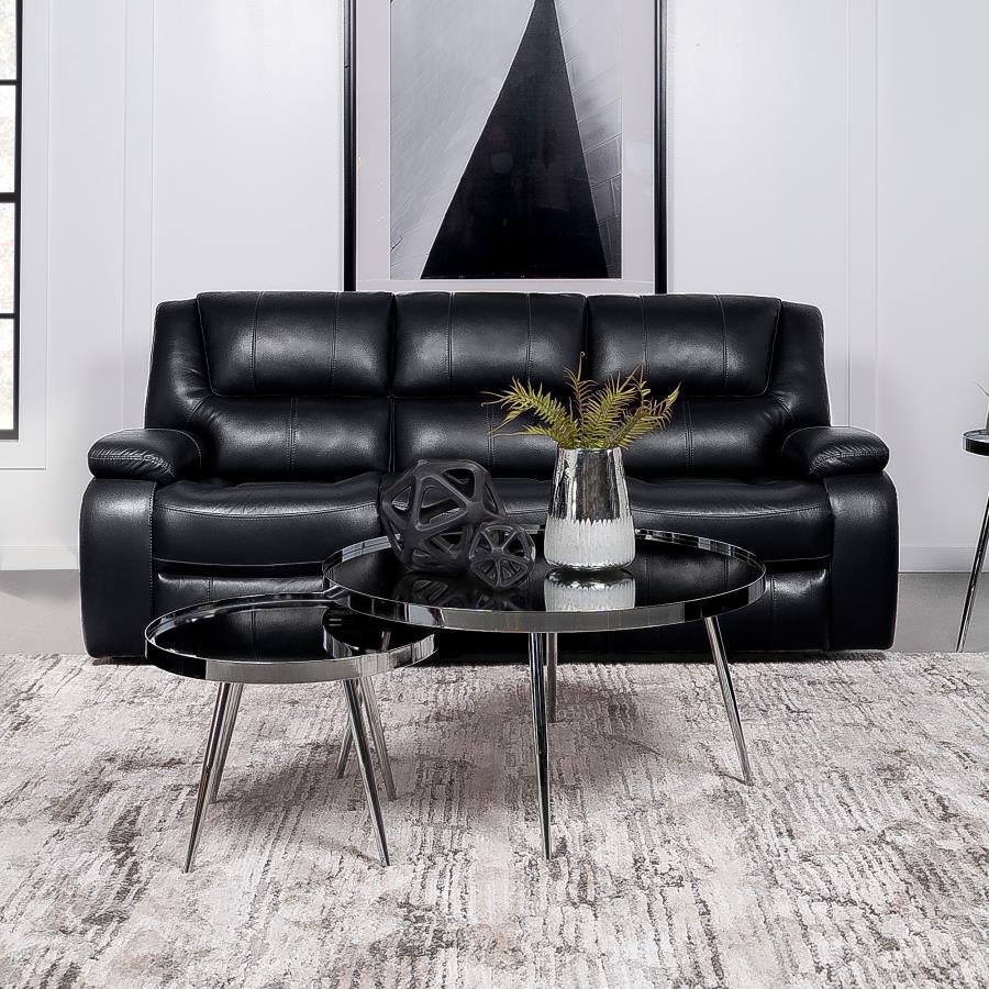 

    
 Order  Transitional Black Wood Reclining Living Room Set 2PCS Coaster Camila 610244
