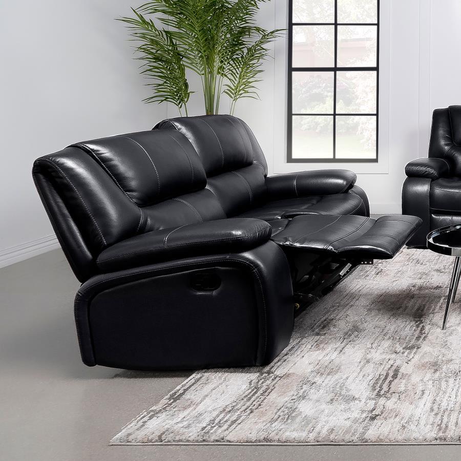 

    
 Shop  Transitional Black Wood Reclining Living Room Set 3PCS Coaster Camila 610244
