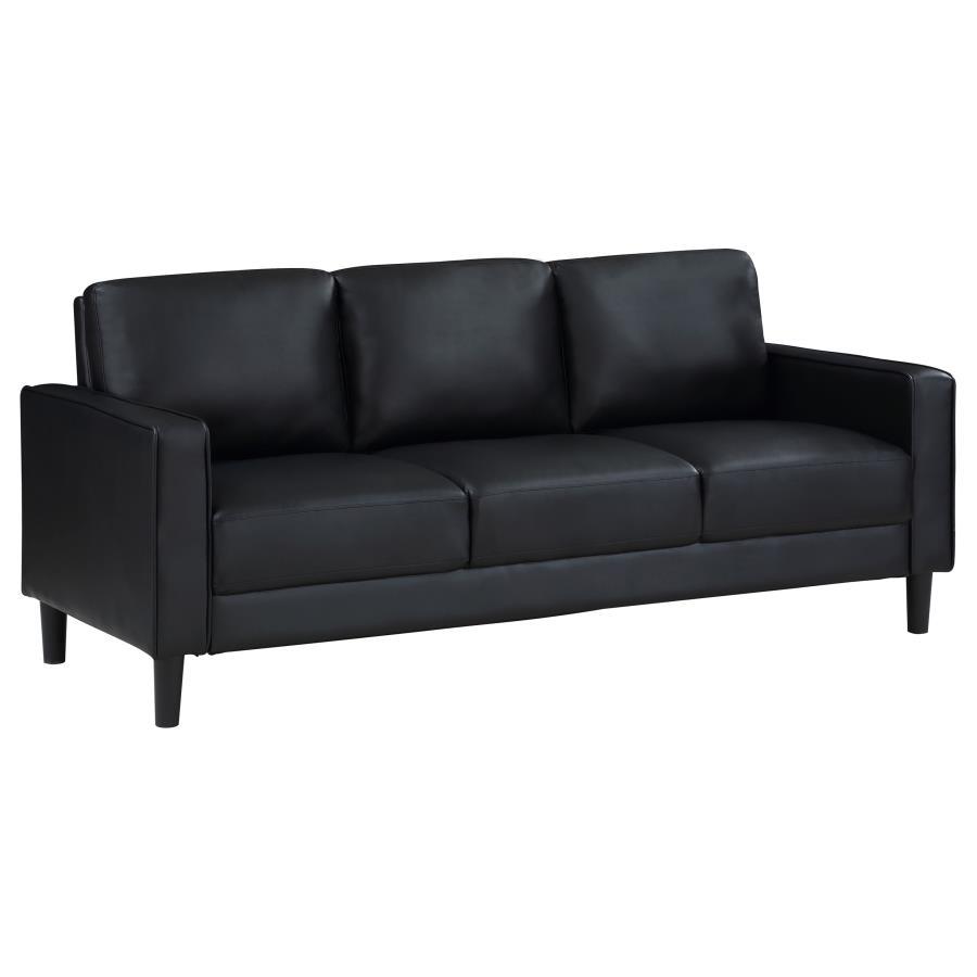 Transitional Sofa Ruth Sofa 508361-S 508361-S in Black Faux Leather