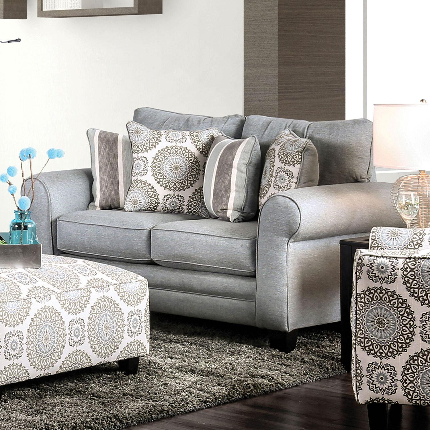 

    
Furniture of America SM8141-4PC Misty Sofa Loveseat and Chair Set Blue SM8141-4PC
