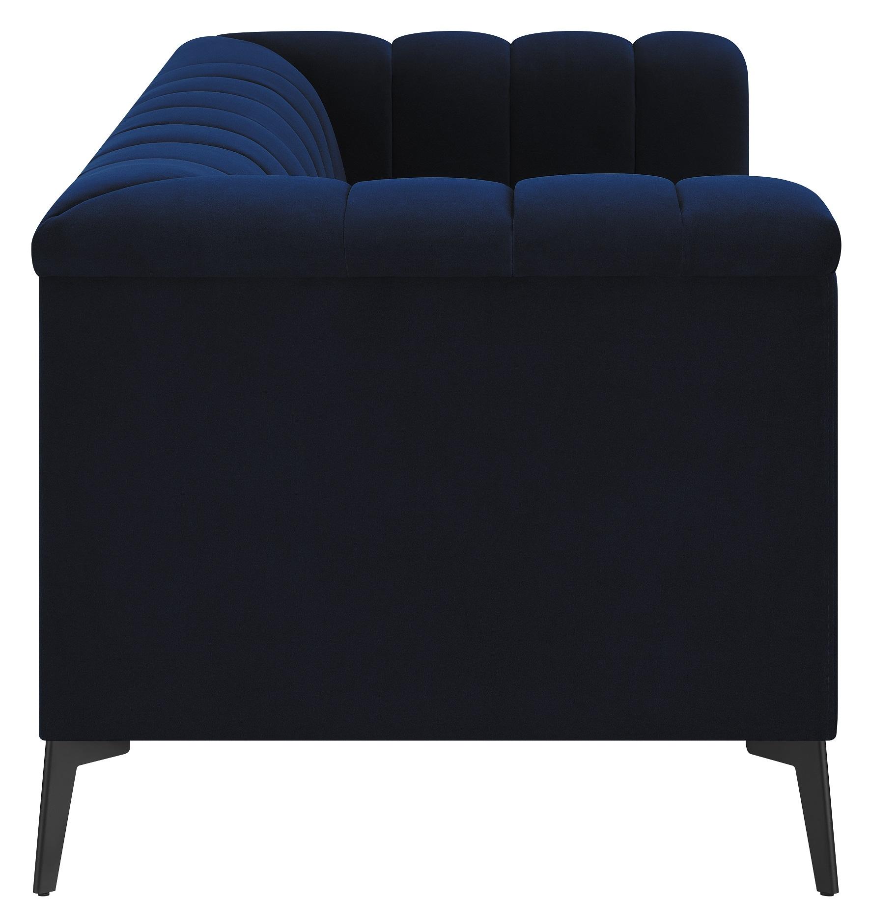 

                    
Buy Transitional Blue Matte Velvet Living Room Set 2pcs Coaster 509211-S2 Chalet

