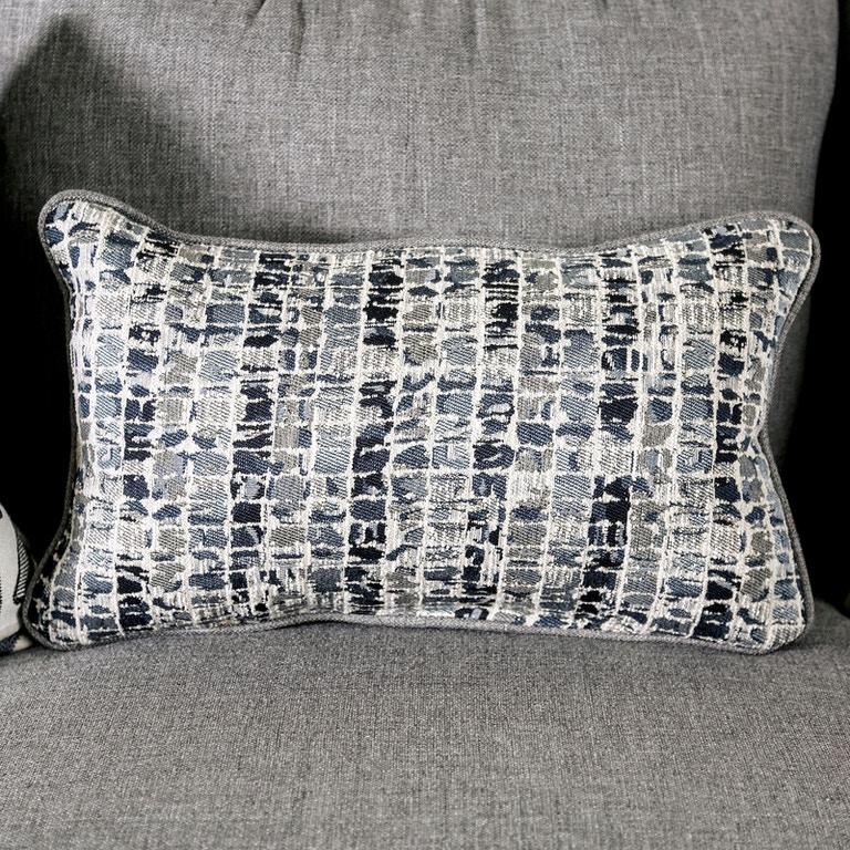 

    
Transitional Bluish Gray Linen-like Fabric Living Room Set 4pcs Furniture of America Verne
