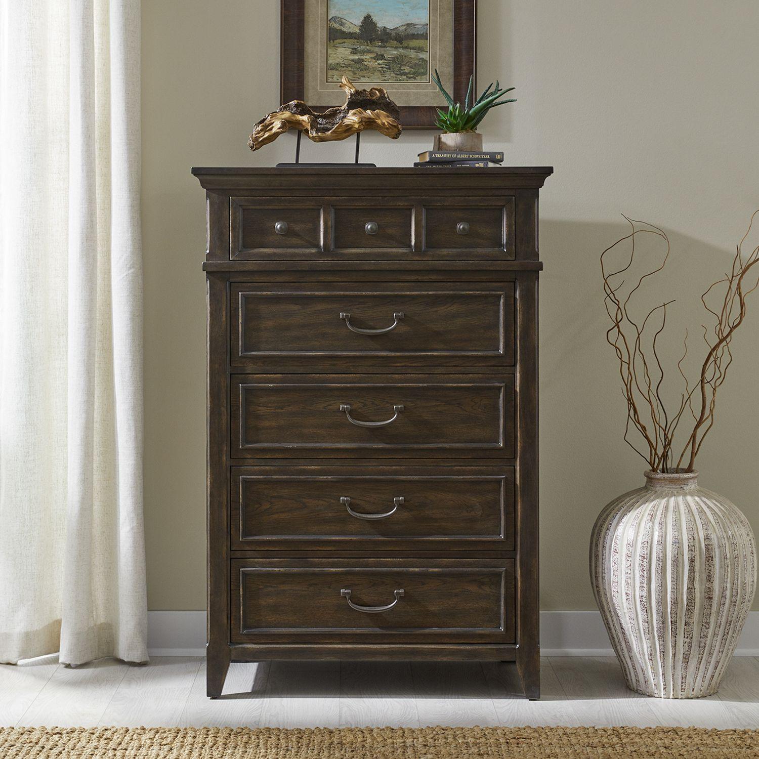 

    
Transitional Brown 5 Drawer Chest Paradise Valley 297-BR Liberty Furniture
