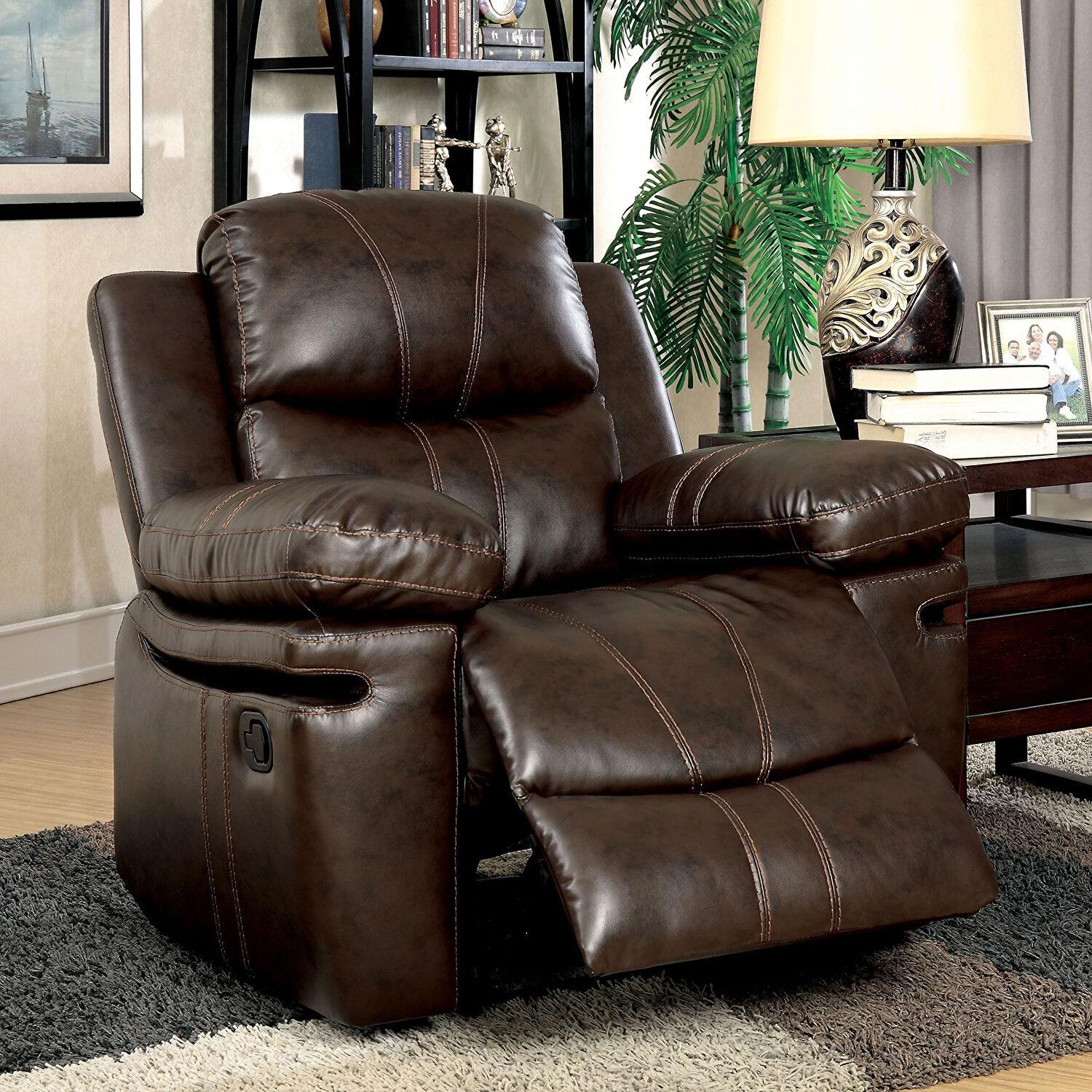 

    
Transitional Brown Bonded Leather Recliner Chair Furniture of America CM6992-CH Listowel
