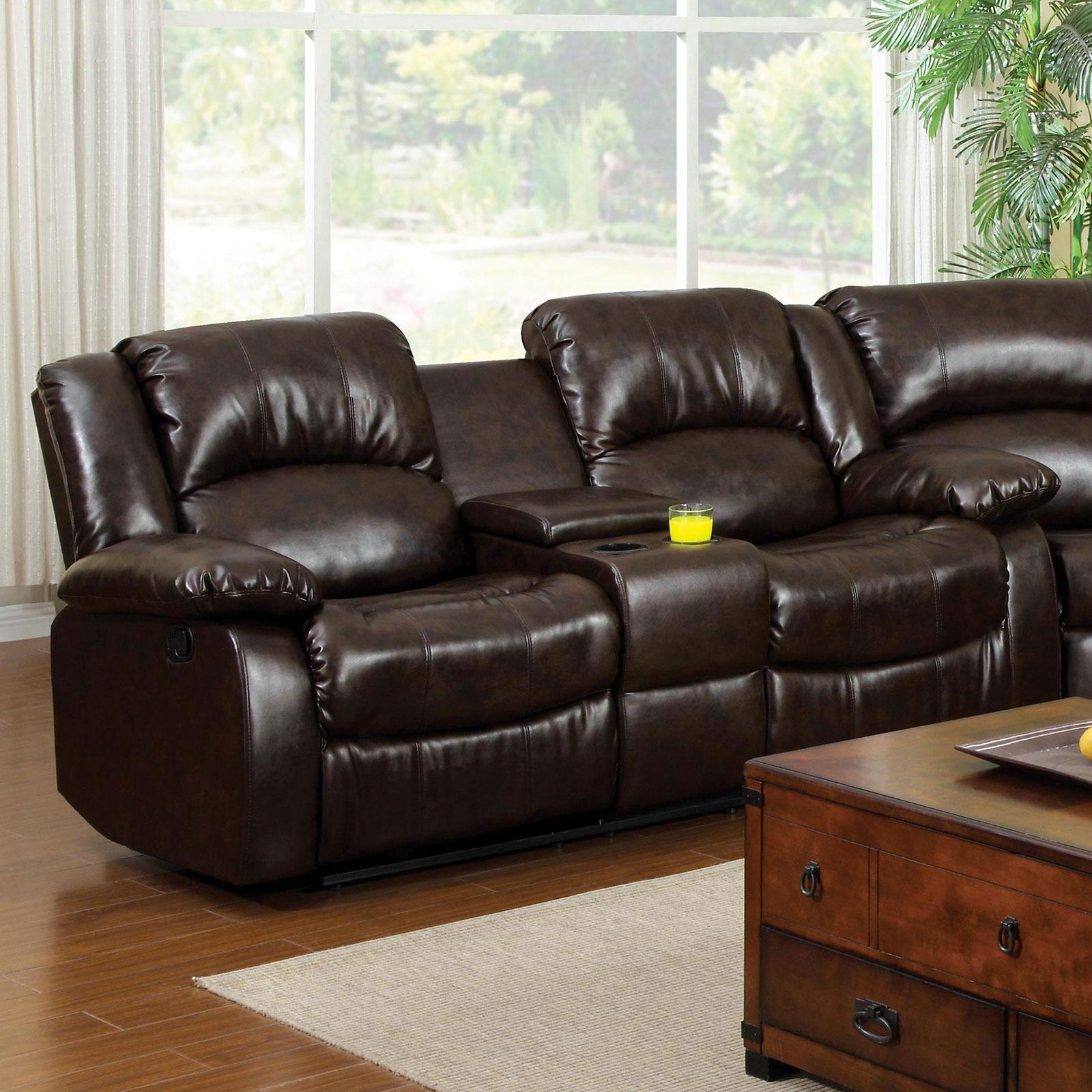 

    
Brown Bonded Leather Reclining Loveseat WINSLOW CM6556L-CT FoA Transitional
