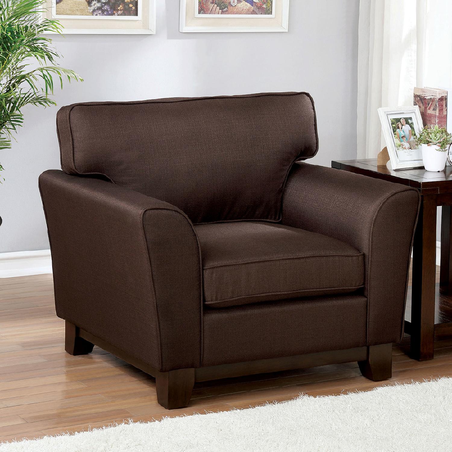 

    
Transitional Brown  Chenille Arm Chair Furniture of America CM6954BR-CH Caldicot
