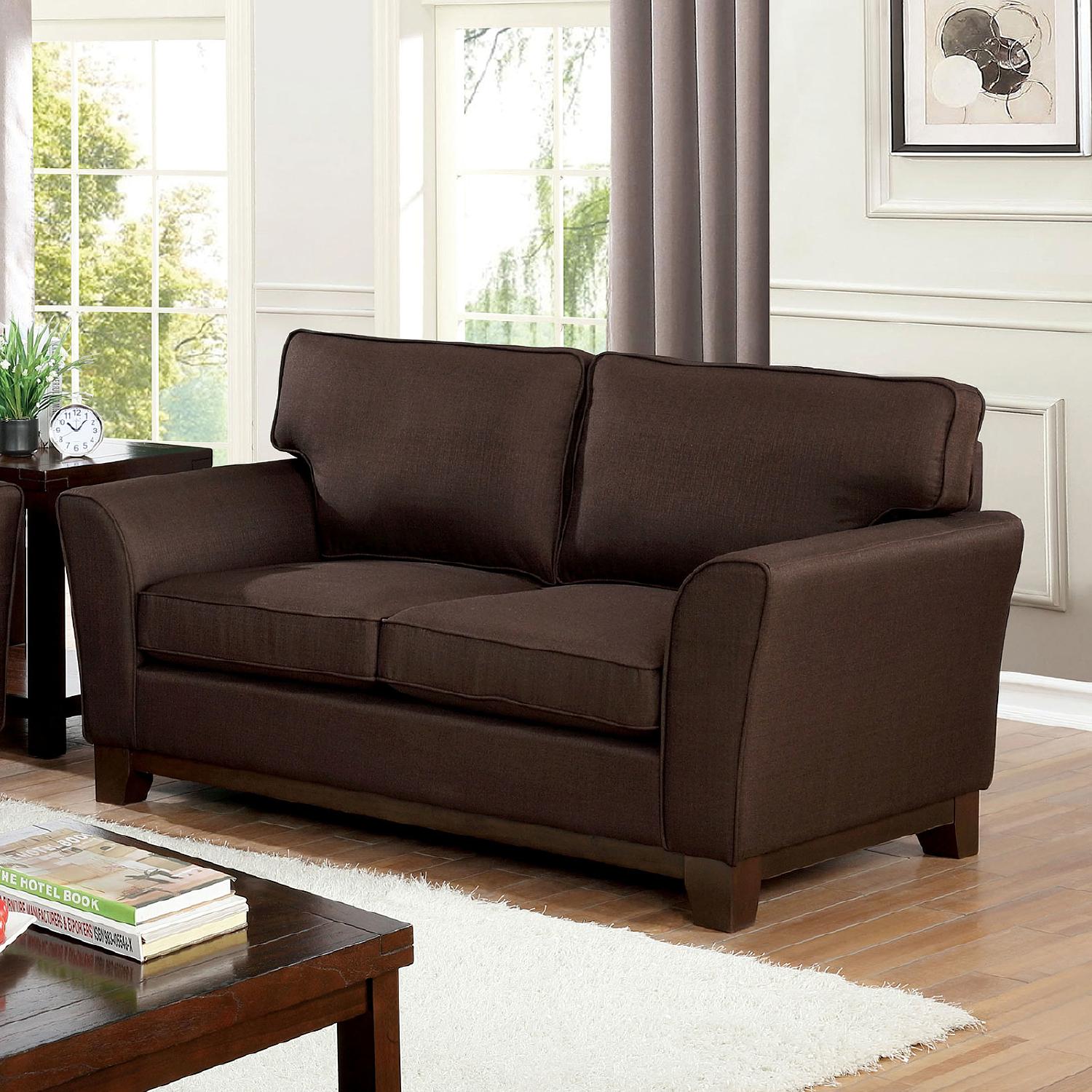 

    
Furniture of America CM6954BR-2PC Caldicot Sofa and Loveseat Set Brown CM6954BR-2PC
