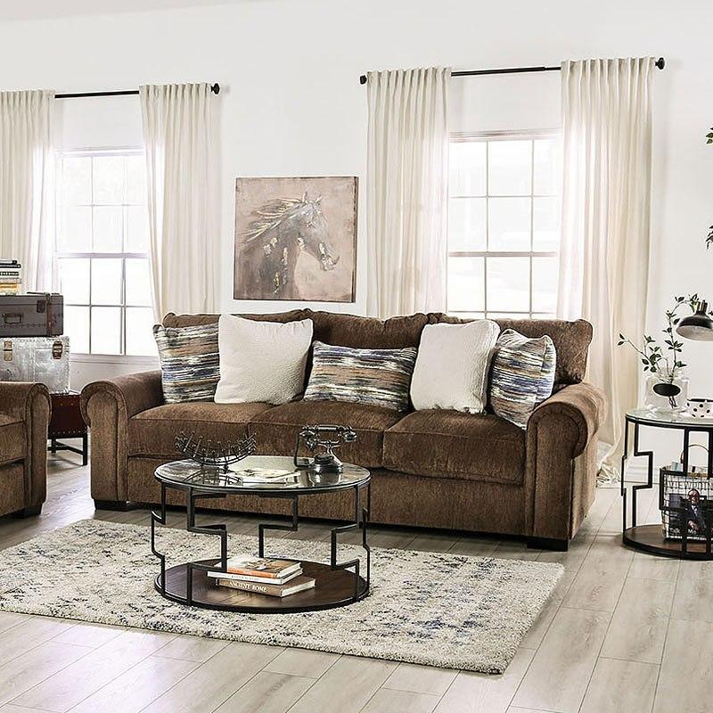 

    
Transitional Brown Chenille Sofa Furniture of America SM1295-SF Osborne
