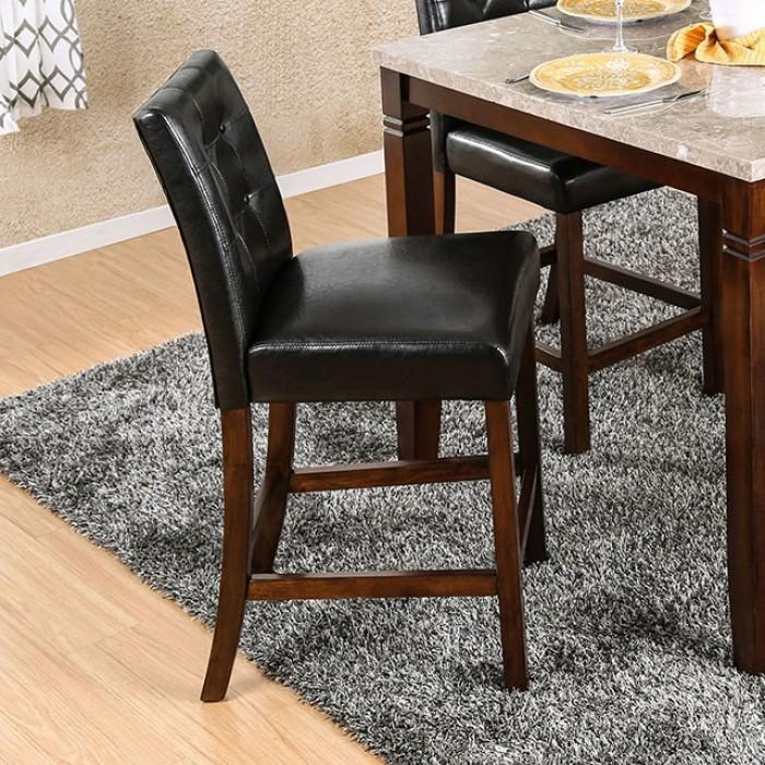 

    
Transitional Brown Cherry & Black Counter Height Chairs Set 2pcs Furniture of America CM3368PC-2PK Marstone
