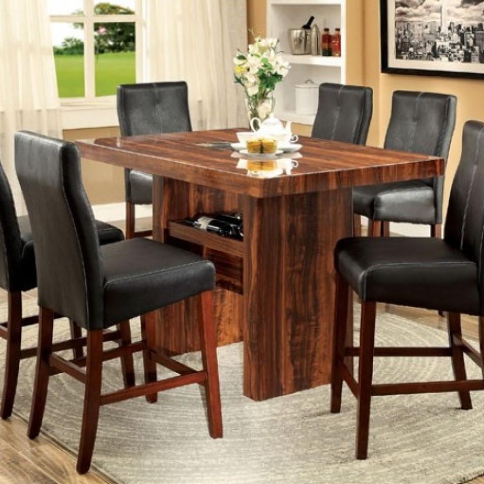 

    
Transitional Brown Cherry/Black Solid Wood Counter Height Table Furniture of America Bonneville CM3824PT
