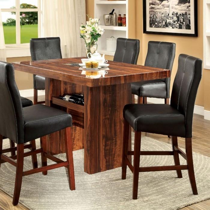 

    
Transitional Brown Cherry/Black Solid Wood Counter Height Table Furniture of America Bonneville CM3824PT
