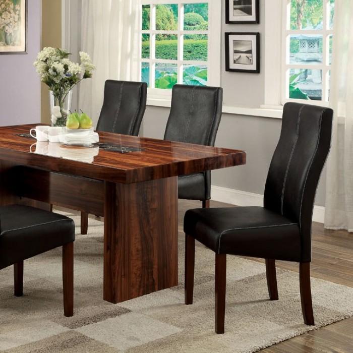 

    
Transitional Brown Cherry/Black Solid Wood Dining Table Furniture of America Bonneville CM3824T
