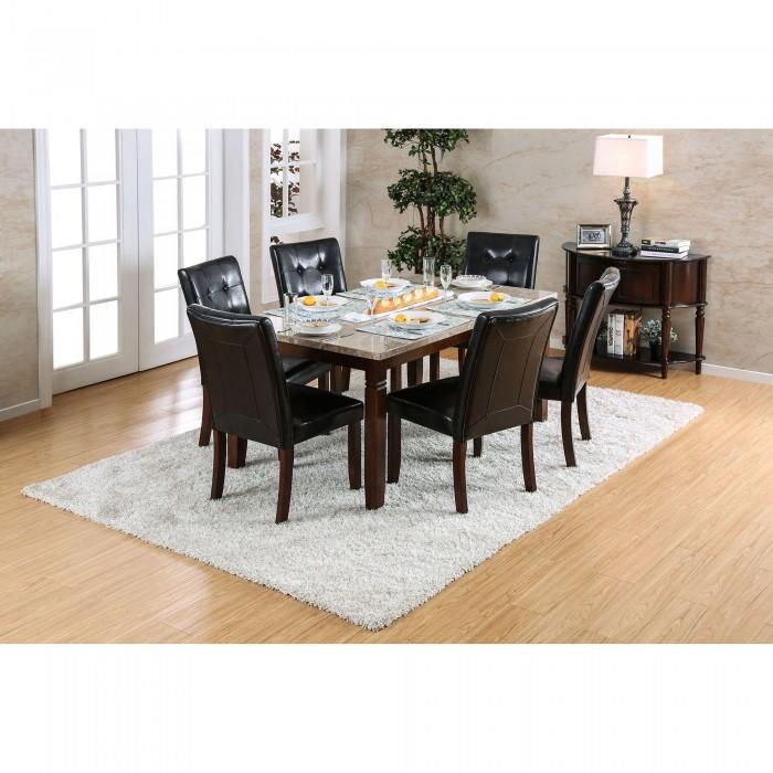 

    
Transitional Brown Cherry Marble Top Dining Table Furniture of America CM3368T Marstone
