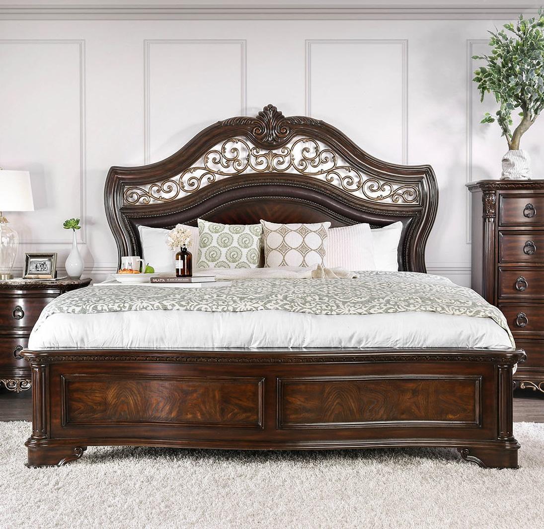 

    
Transitional Brown Cherry Solid Wood CAL Bed Furniture of America CM7311 Menodora
