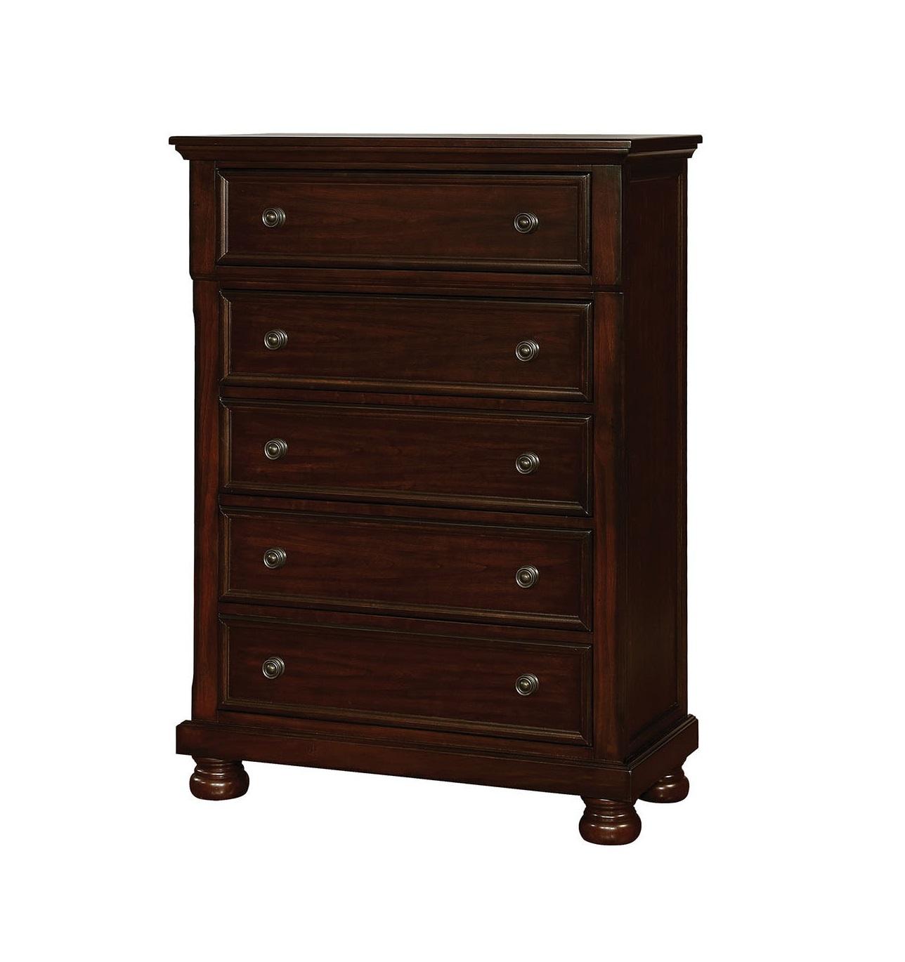 

    
Transitional Brown Cherry Solid Wood Chest Furniture of America CM7590CH-C Castor
