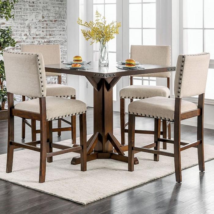 

    
Transitional Brown Cherry Solid Wood Counter Dining Set 5pcs Furniture of America Glenbrook

