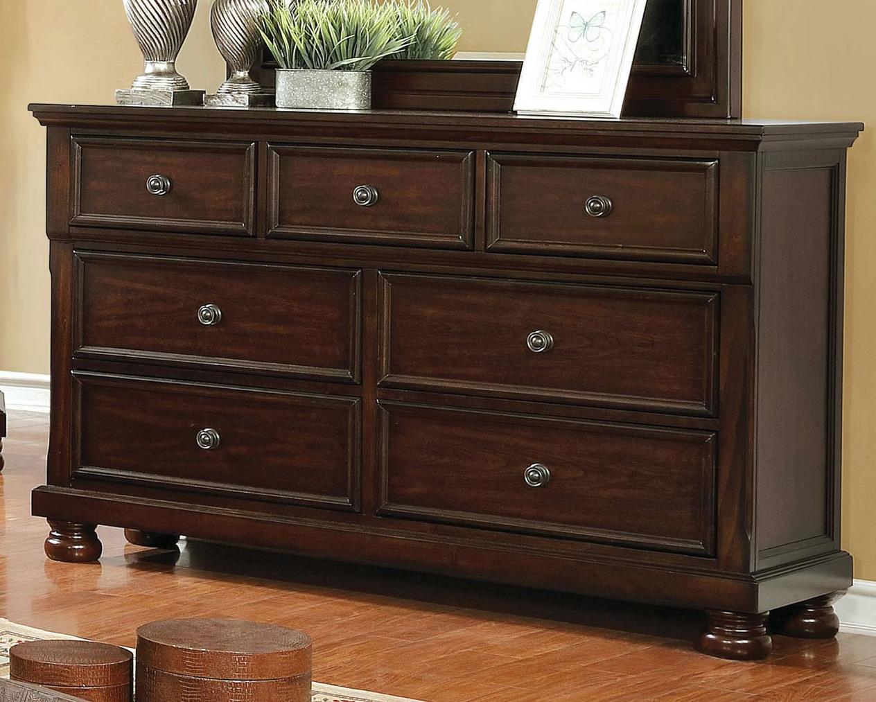 

    
Transitional Brown Cherry Solid Wood Dresser Furniture of America CM7590CH-D Castor
