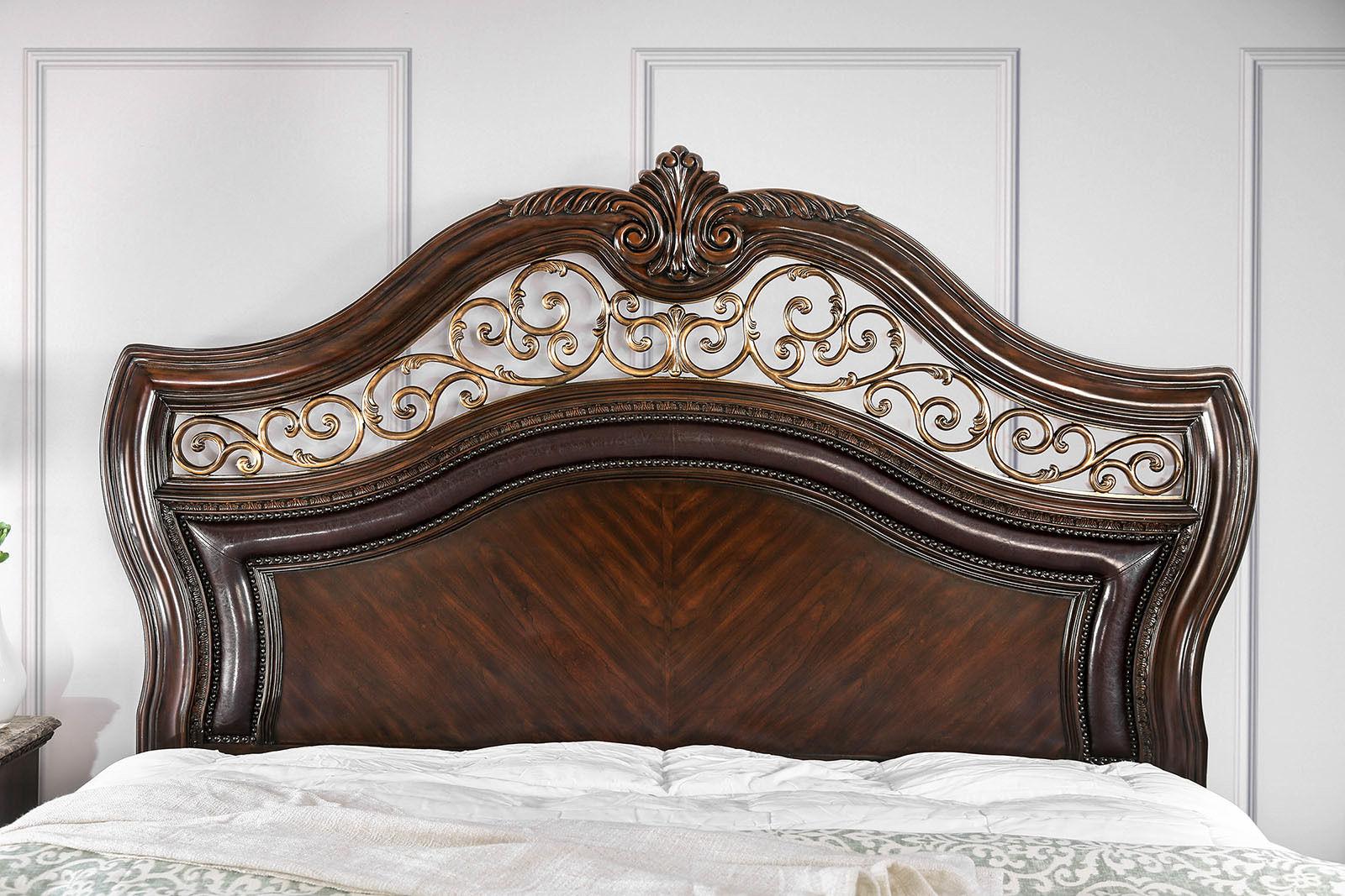 

    
Transitional Brown Cherry Solid Wood King Bed Furniture of America CM7311 Menodora
