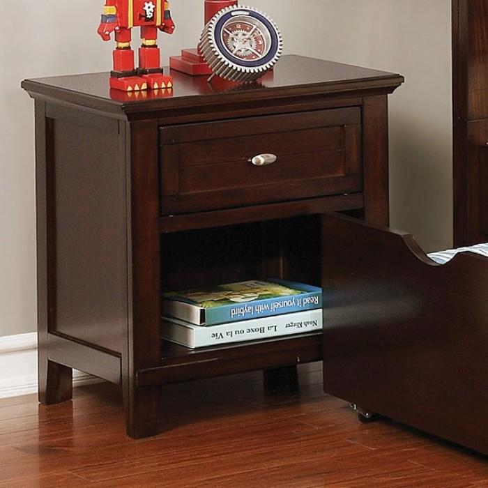 

    
Transitional Brown Cherry Solid Wood Nightstand Furniture of America Brogan CM7517CH-N
