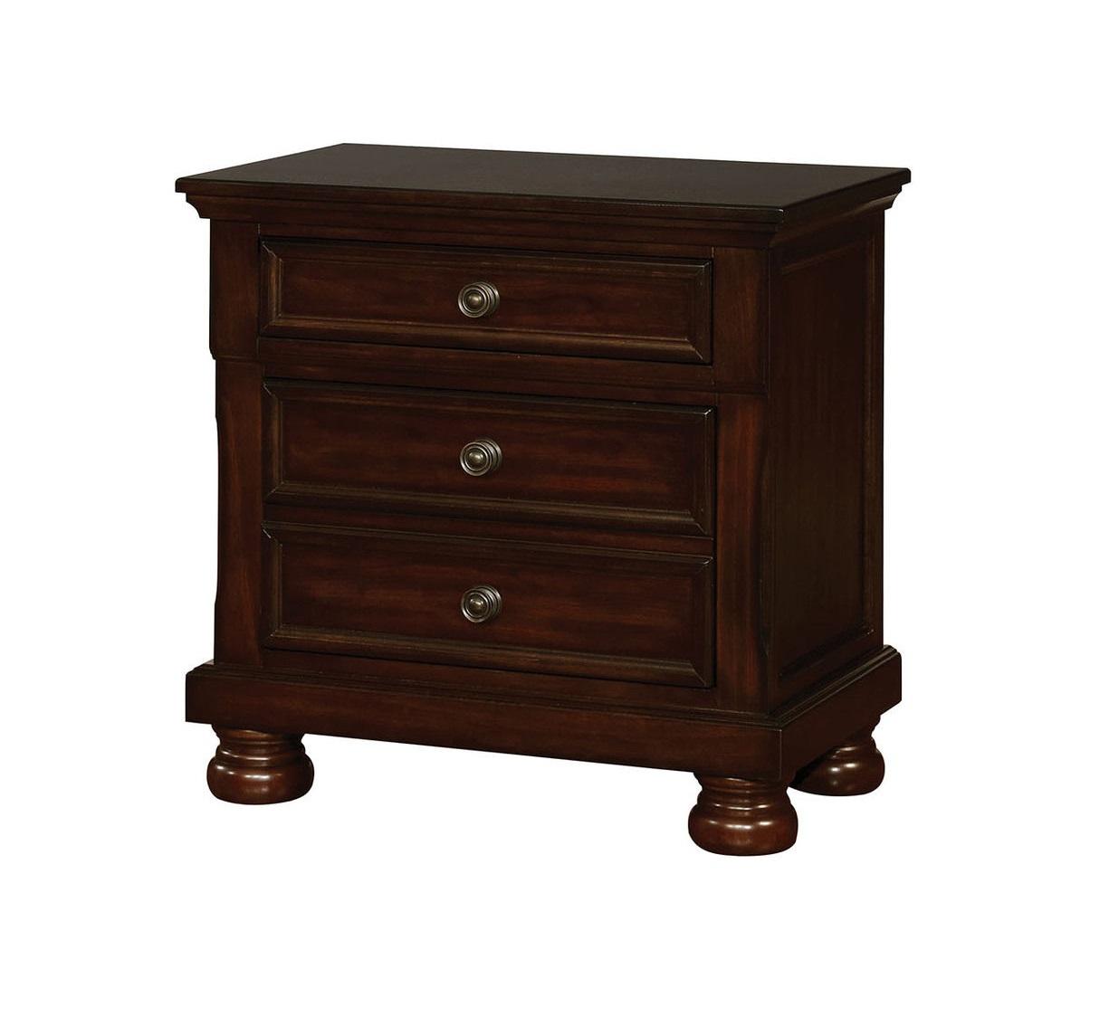 

    
Transitional Brown Cherry Solid Wood Nightstand Furniture of America CM7590CH-N Castor
