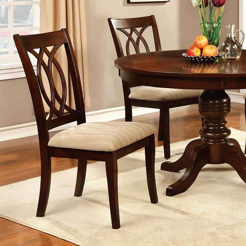 

    
Transitional Brown Cherry Solid Wood Side Chairs Set 2pcs Furniture of America CM3778SC-2PK Carlisle
