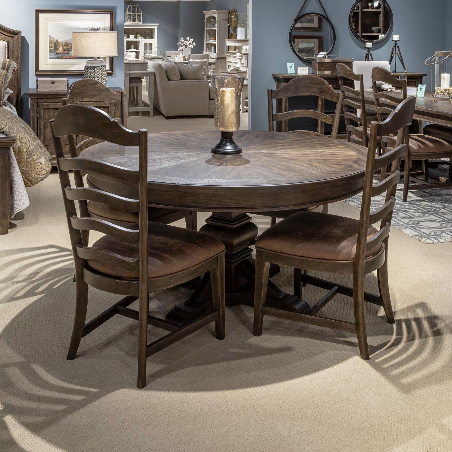 Transitional Dining Table Set Paradise Valley (297-DR) 297-DR-5PDS in Brown Fabric