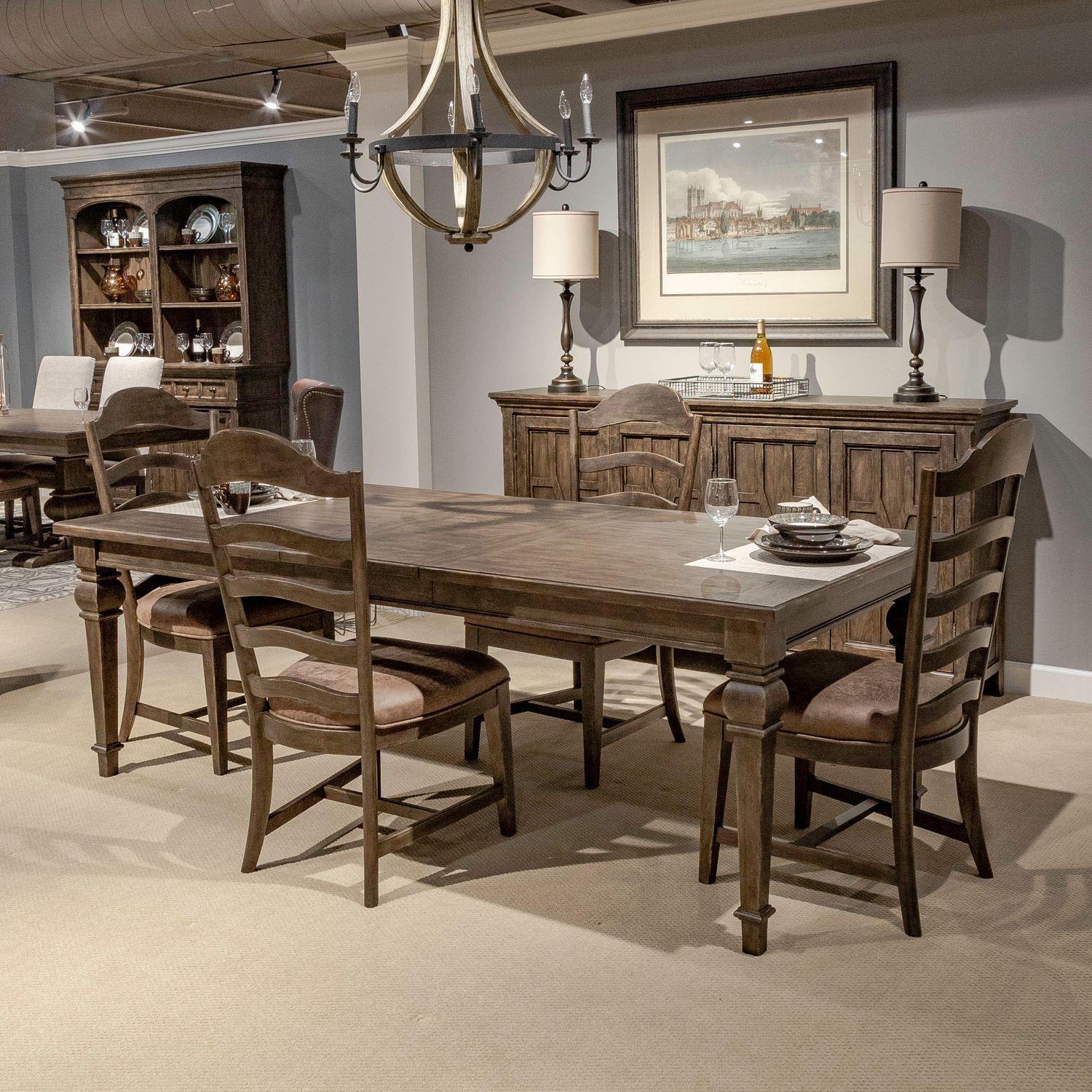 Transitional Dining Table Set Paradise Valley (297-DR) 297-DR-5RLS in Brown Fabric