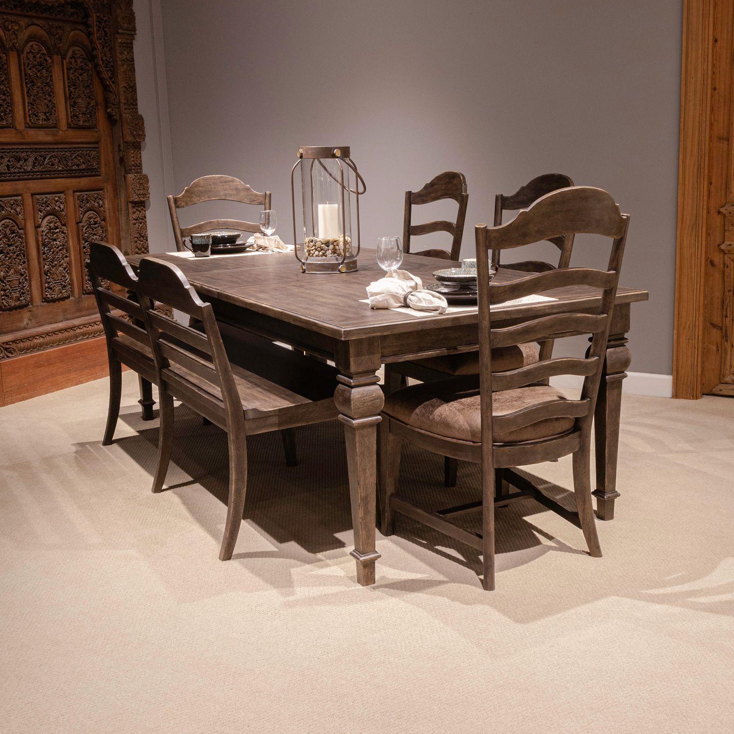 Transitional Dining Table Set Paradise Valley (297-DR) 297-DR-6RTS in Brown Fabric