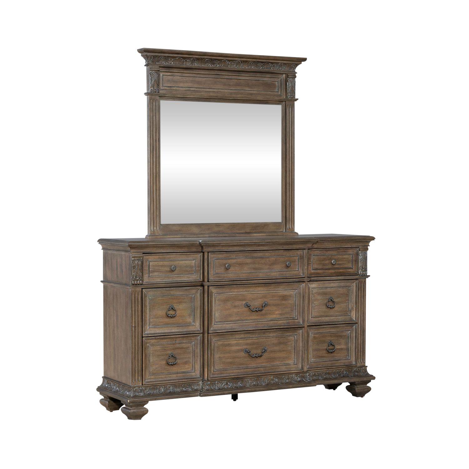 Transitional Dresser With Mirror Carlisle Court (502-BR) 502-BR-DM in Brown 