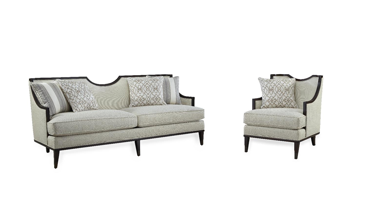 Classic, Traditional Sofa and Chair Intrigue Harper 161501-5336AA-2pcs in Ivory Fabric