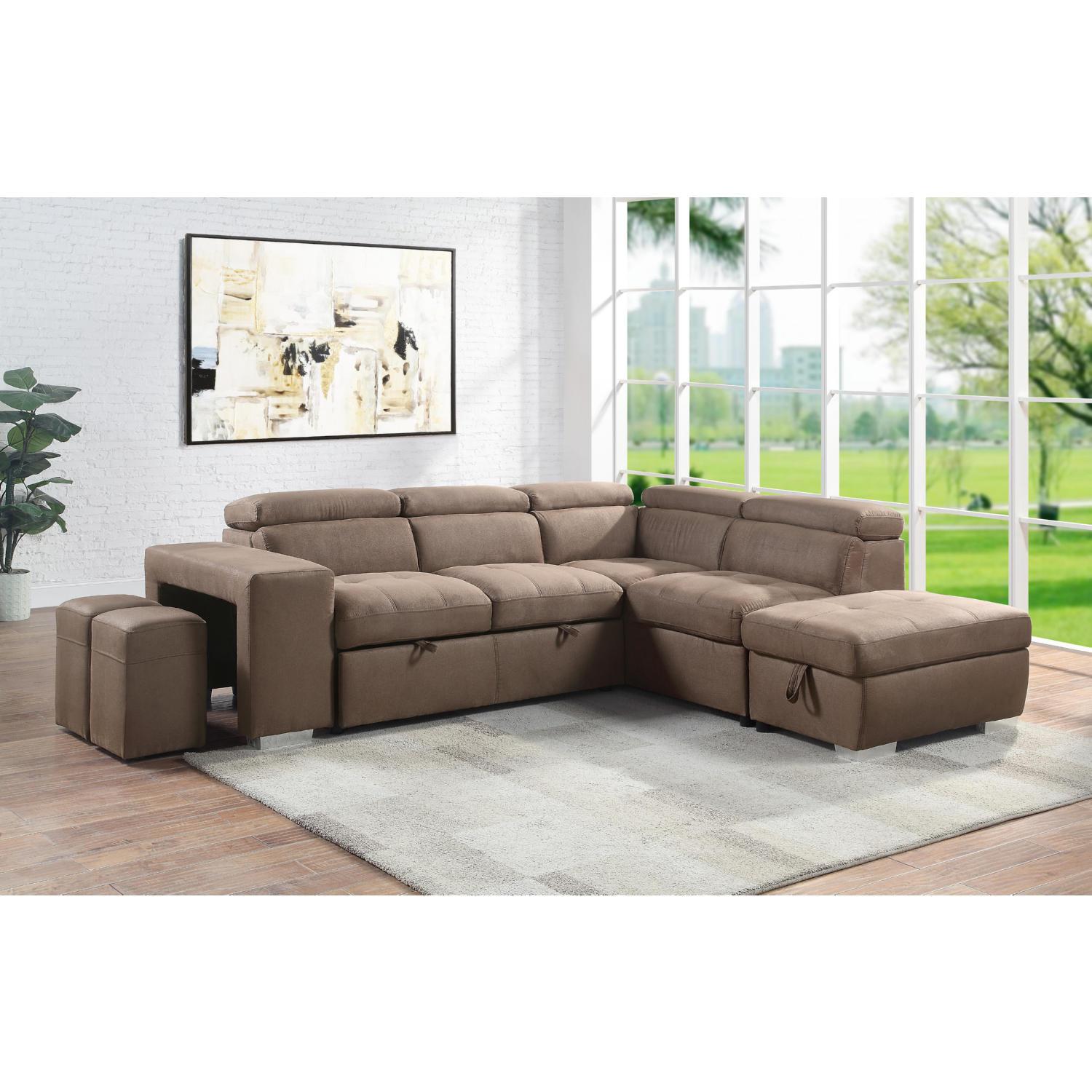 Modern, Transitional Sectional Set Acoose LV01025-6pcs in Brown Fabric