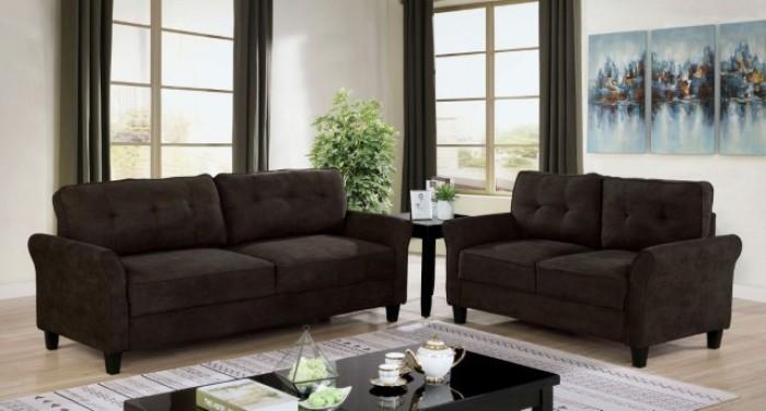 Transitional Sofa and Loveseat Set CM6213BR-SF-2PC Alissa CM6213BR-SF-2PC in Brown Fabric